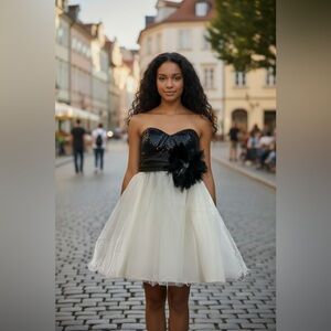 Speechless Black and White Sequin Dress